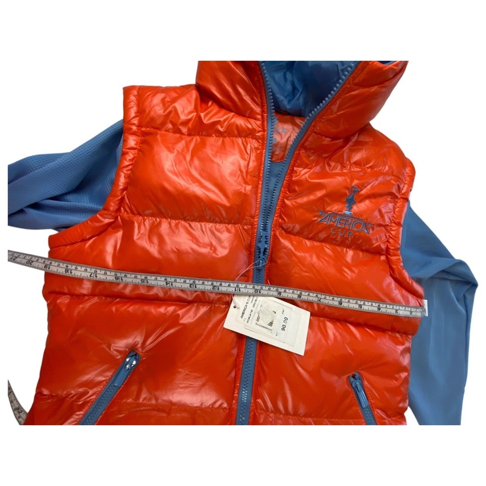 Americas Cup Down Quilted Jacket Nylon Orange Blue Womens M Hooded Winter Ski - Picture 9 of 11